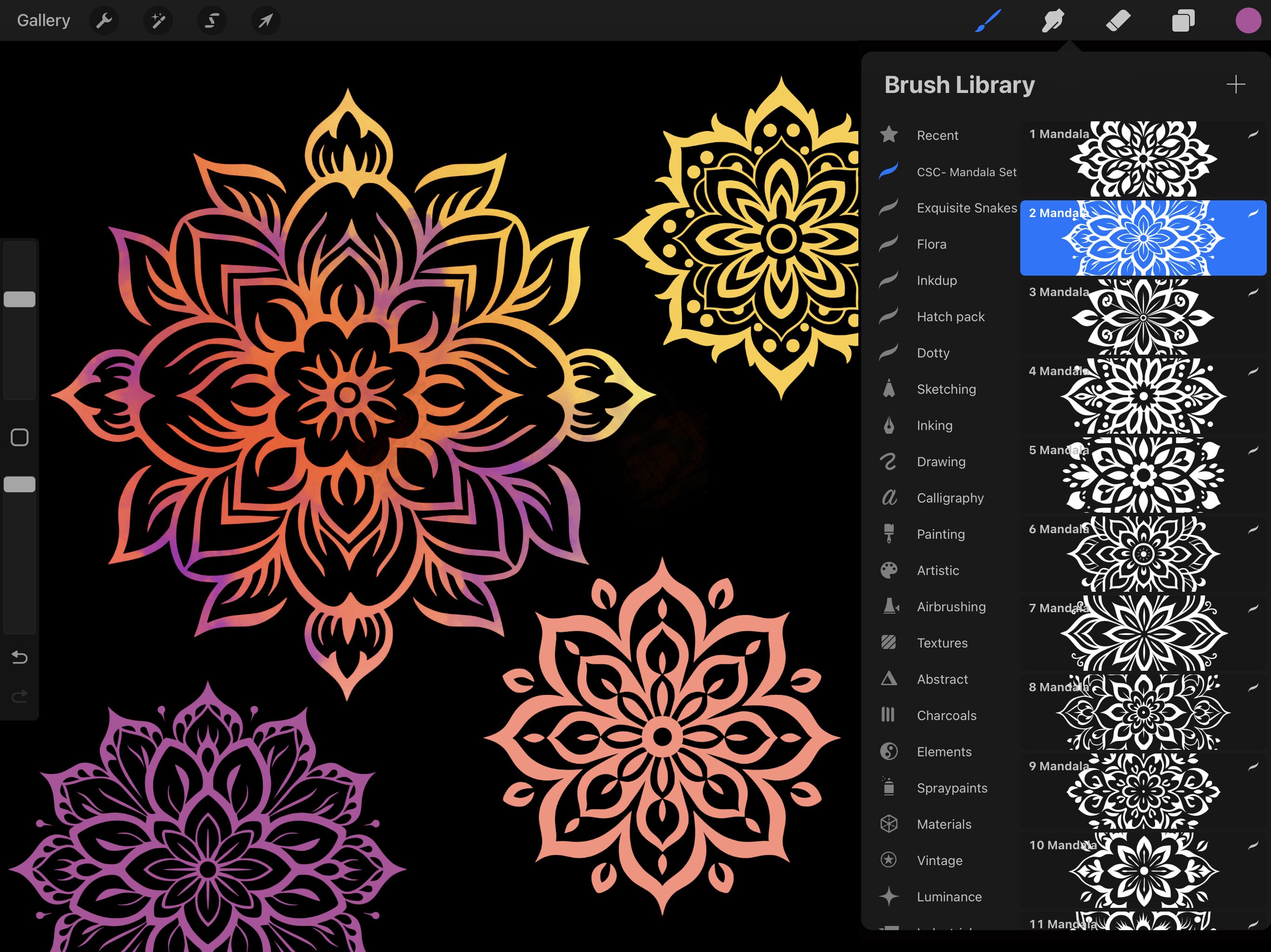 100+ Mandala Procreate Stamp Brushes Set Vol. 1, 2, 3- Ornamental Flash ...