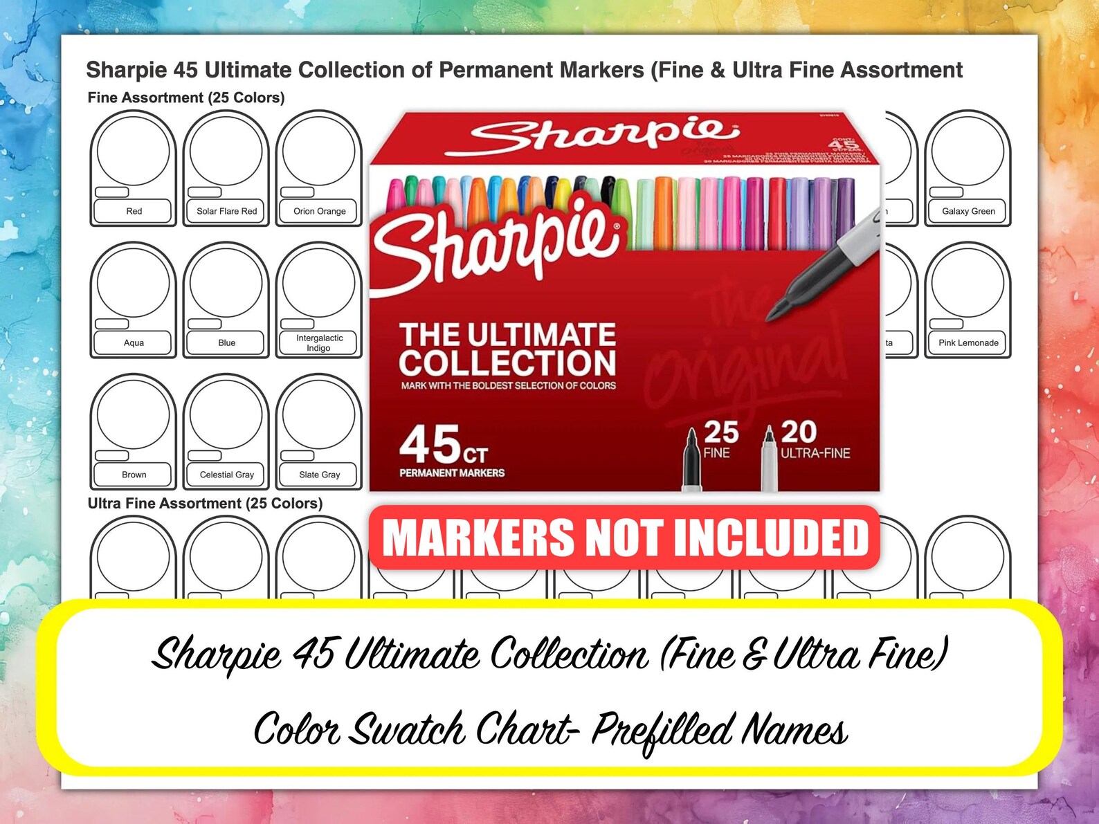 SHARPIE 45 Color Ultimate Collection Swatch Chart, Fine and Ultra Fine ...