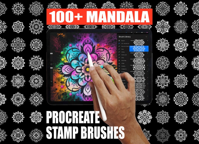 100+ Mandala Procreate Stamp Brushes Set Vol. 1, 2, 3- Ornamental Flash ...