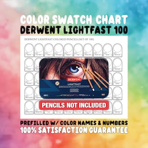 DERWENT LIGHTFAST 100 Color Swatch Chart- Printable PDF Template