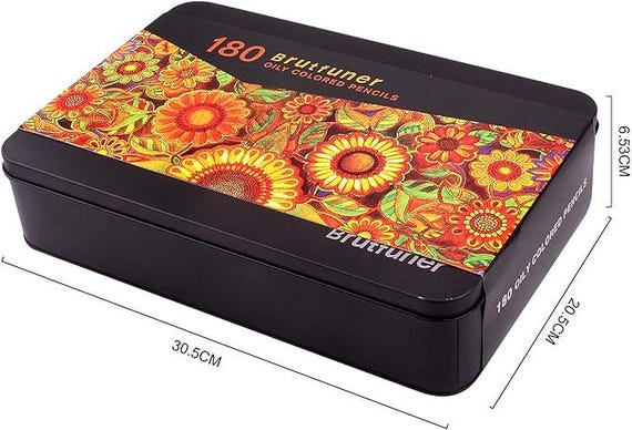 180 BRUTFUNER Squares Oily Colored Pencils- Color Swatch Chart