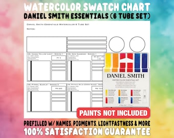 DANIEL SMITH Aquarelle Essentials Set Nuancier - Modèle prérempli - Ressource imprimable pour l&#39;artiste - PDF - Guide des couleurs
