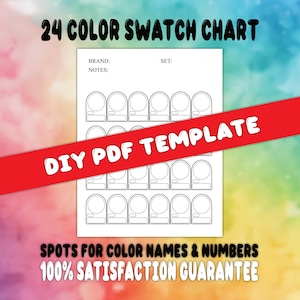 24 Color Swatch Chart- BLANK DIY- Spots for Color Names & Numbers PDF Template