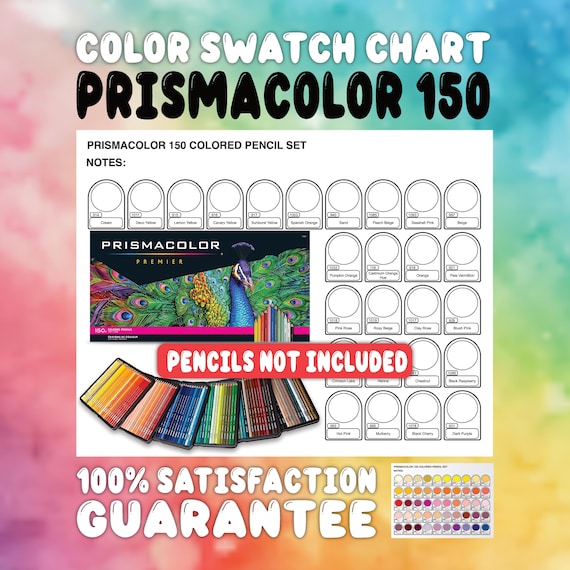 PRISMACOLOR 150 Colored Pencils Color Chart-2 Versions- Prefilled