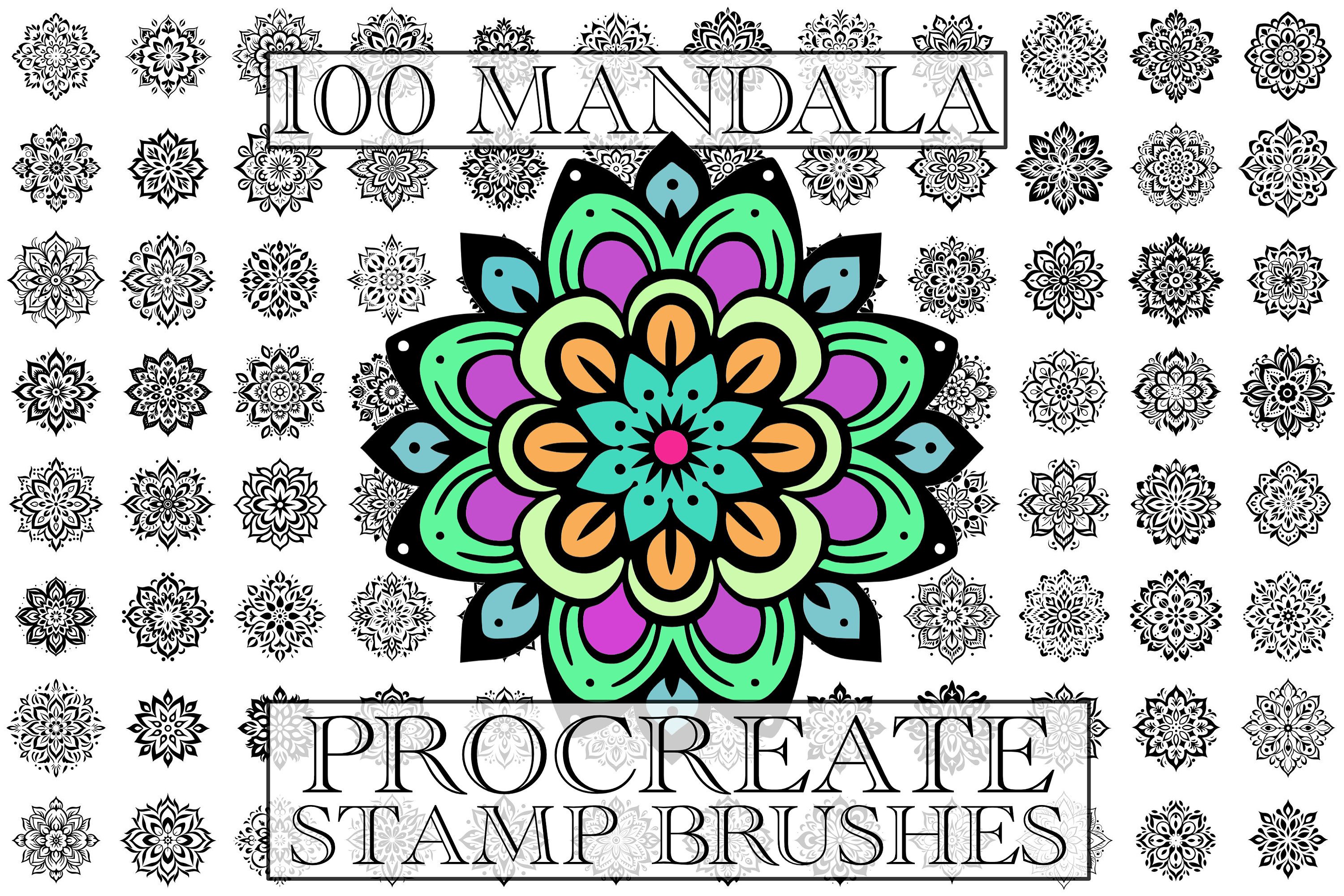 100+ Mandala Procreate Stamp Brushes Set Vol. 1, 2, 3- Ornamental Flash ...