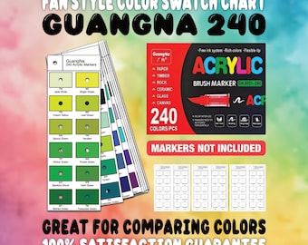 Tarjetas de muestras de color para marcadores GuangNa 240 / Tabla/registro de paleta de colores en PDF imprimible / Material de arte para juego de marcadores acrílicos