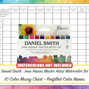 DANIEL SMITH Jean Haines Master Artist Conjunto de aquarela Folha de trabalho de mistura de cores - Modelo pré-preenchido - Recurso para artista para impressão - PDF