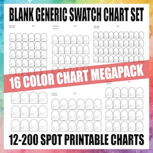 Megapaquete de 16 muestras de colores imprimibles: lápices de colores, marcadores de alcohol, pintura, tinta, PDF 12, 24, 36, 80, 120, 200 y más