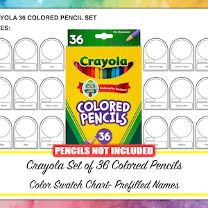 CRAYOLA 36 Colored Pencil Color Swatch Chart- Prefilled Template- Printable PDF Sheets- Artist Reference- Coloring Resource