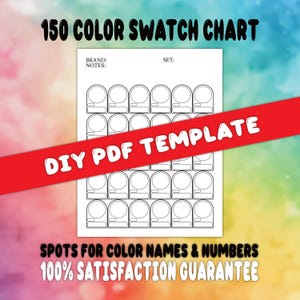 150 Color Swatch Chart Printable- Generic - DIY- Artist Reference- Colored Pencils- Alcohol Markers- Watercolor Paints- Ink- PDF
