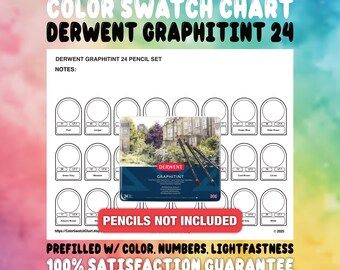 DERWENT GRAPHITINT 24 kleurpotloden - kleurstalen - afdrukbaar pdf-blad