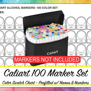 CALIART 100 Color Alcohol Marker Set Swatch Chart for Prefilled W ...