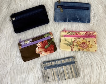 Slim Full Size Wallet, Up cycled Fabrics, assorted colors