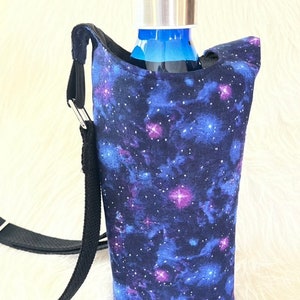 SLIM Water Bottle Carrier,  H2O 2GO Sling,  Galaxy Water Bottle Sling, Small Water Bottle Bag