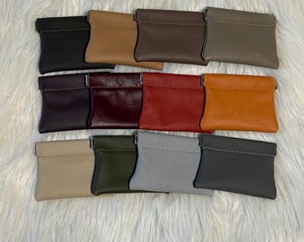 Small Leather Snap Coin Pouch: Pop Open Design