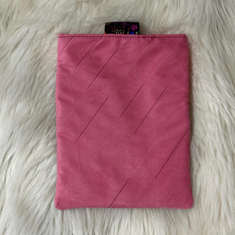Handmade Padded Book Sleeve with Zipper Pocket, Slip Pocket, and Snap Closure image 6