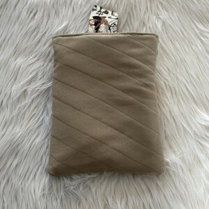 Handmade Padded Book Sleeve with Zipper Pocket, Slip Pocket, and Snap Closure image 4