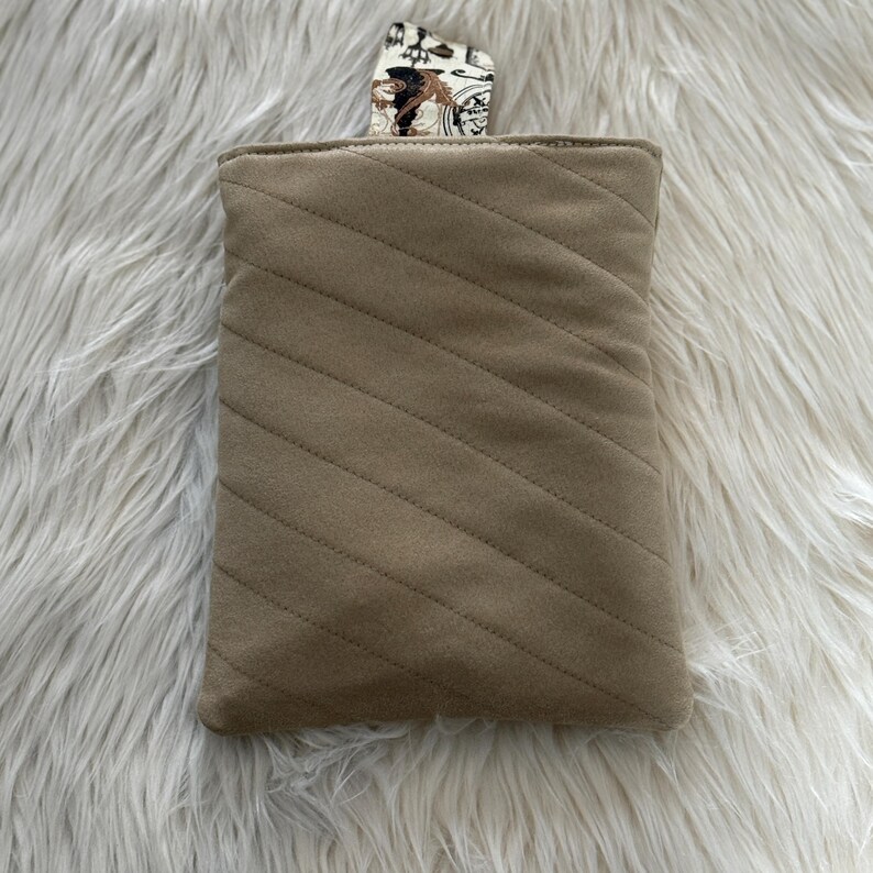 Handmade Padded Book Sleeve with Zipper Pocket, Slip Pocket, and Snap Closure image 4