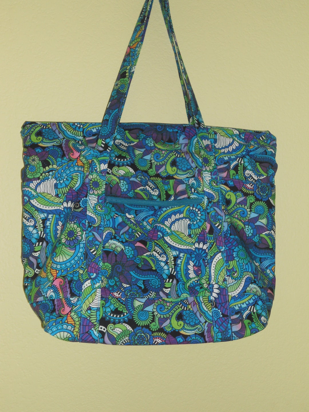 Blue Handmade Tote Fabric Large Bag, 2 in 1 Reversible Endless Use for ...