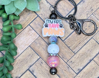 My kids have Paws Beaded Bar Keychain