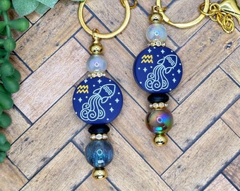Aquarius Beaded Bar Keychain