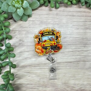 Autumn Bus Driver Badge Reel