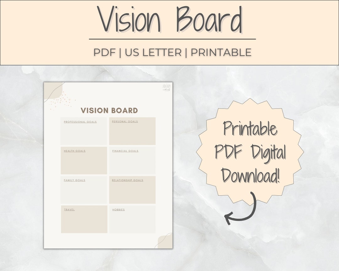 Vision Board Printable Printable PDF Download US Letter - Etsy UK