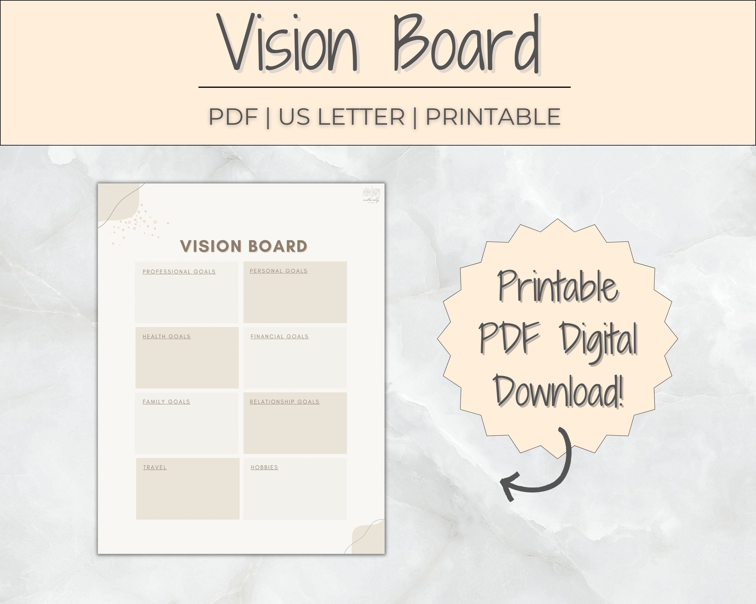 Vision Board Printable Printable PDF Download US Letter - Etsy UK