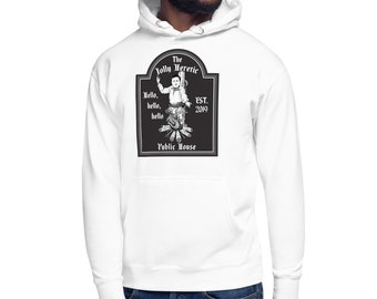 Black on White: Hoodie, Unisex (The Jolly Heretic Public House)