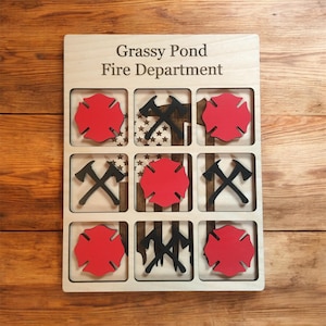 Fire Department Tic Tac Toe Personalized SVG Laser Cut Digital File Only