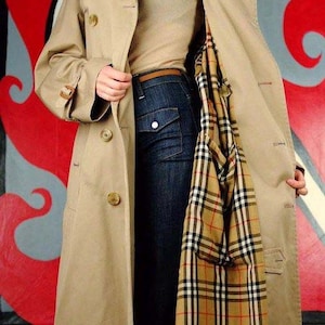 Burberry Trench Coat Full Length Gabardine With Nova Check Lining Etsy