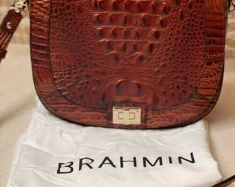 Brahmin Sonny Shoulder Crossbody Matching Wallet and Checkbook in Pecan Melbourne Three Piece Set Croc Embossed Etsy
