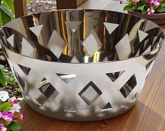 Alessi Stainless Steel fruit Bowl Lattice Design RARE FIND!