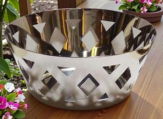 Alessi Stainless Steel Fruit Bowl Lattice Design RARE FIND! - Etsy