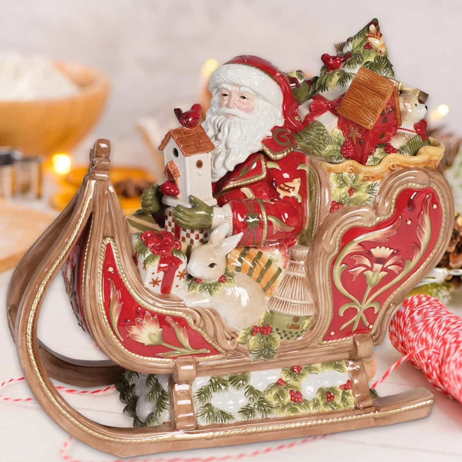 Fitz and Floyd Damask Holiday Sleigh Cookie Jar Christmas Etsy