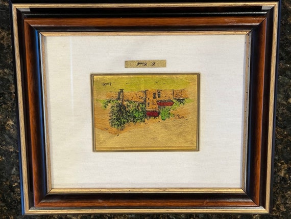 24K Gold Leaf Framed Italian Art: Hand-painted Tuscan & Genoa