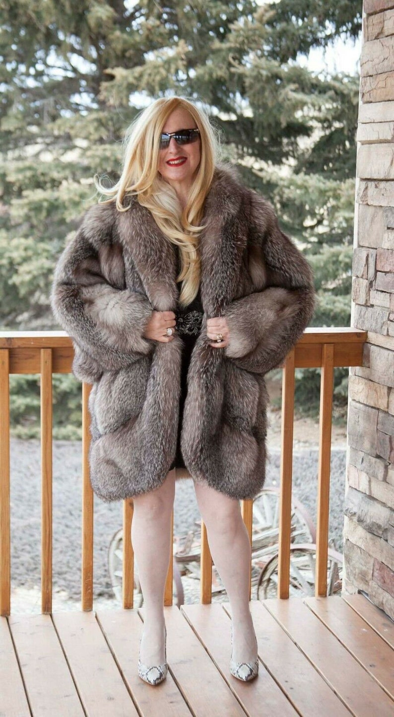 Natural Artic Silver Fox Fur Coat GORGEOUS - Etsy