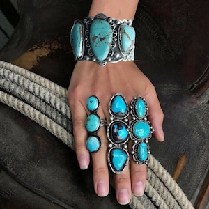 Vintage Navajo Türkis Manschette, Sterling Silber &quot;The Spirit Will Be Free&quot;