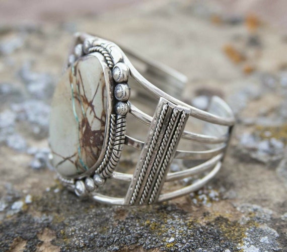 Boulder Turquoise Sterling Silver Cuff Bracelet N… - image 4