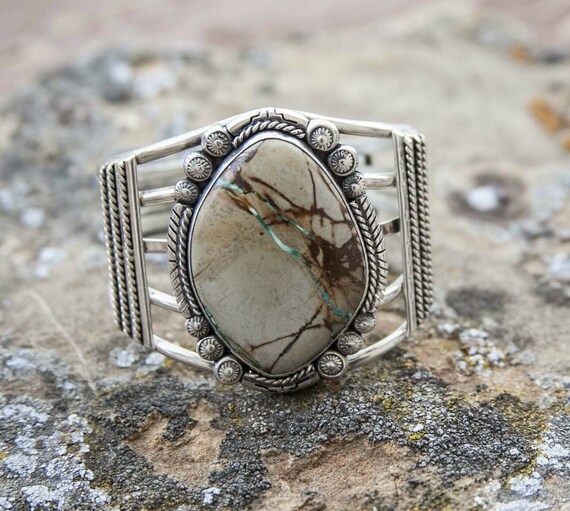 Boulder Turquoise Sterling Silver Cuff Bracelet N… - image 5