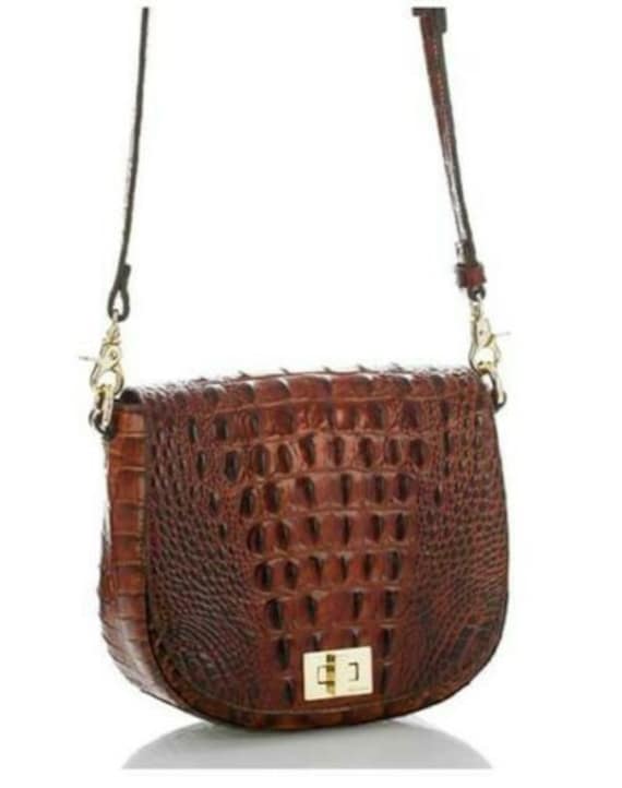 Brahmin Sonny Shoulder Crossbody Matching Wallet and Checkbook in Pecan Melbourne Three Piece Set Croc Embossed Etsy