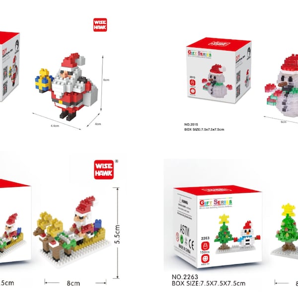 Nano-Blocks Building Toys - Educational Trunks Super Heroes, Christmas, SW, PKM, Nano-block Character Collection Series Building Kit.