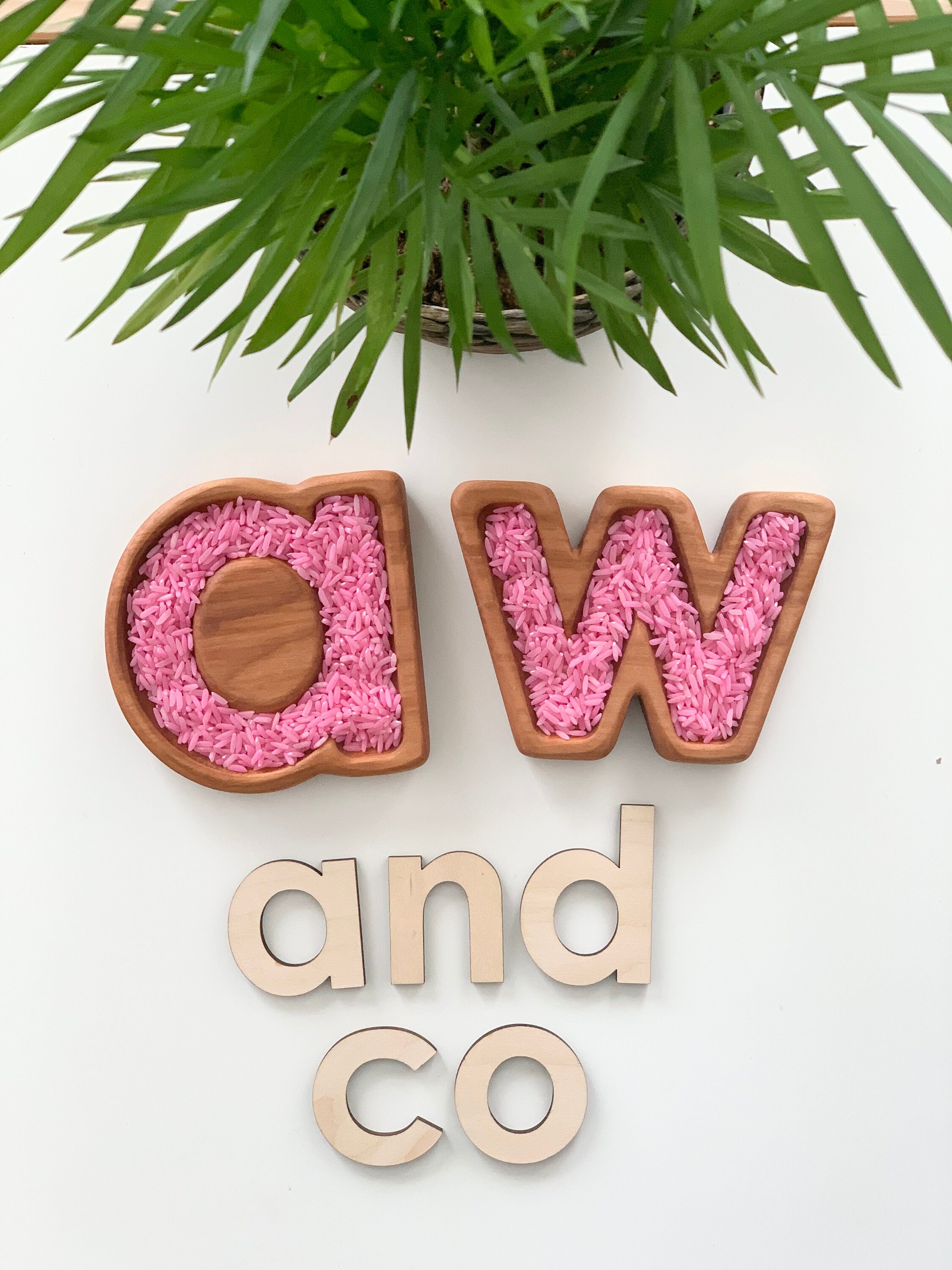 Wood Letter Sensory Tray: Cherry Hardwood Montessori Toy
