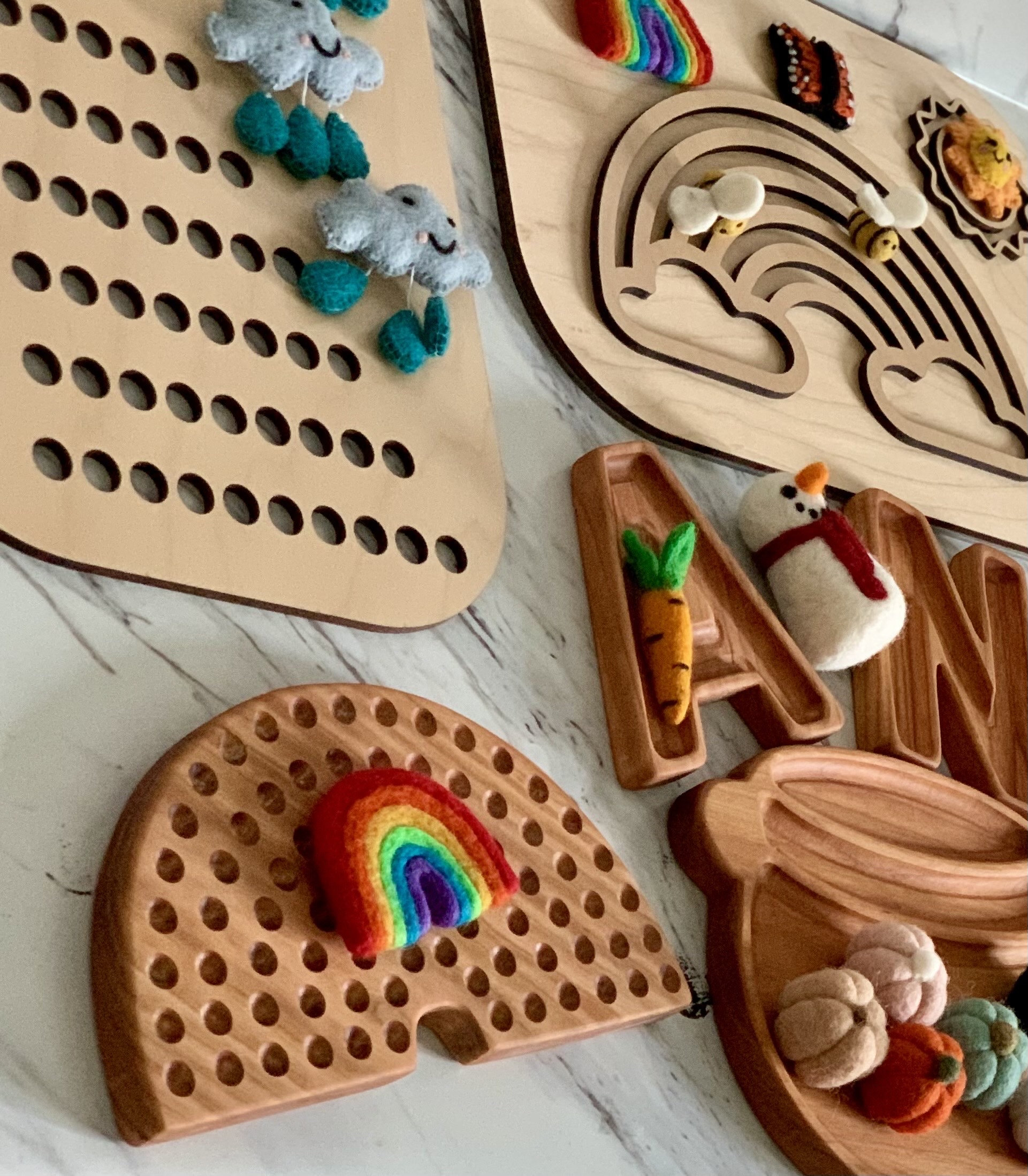 Cherry Hardwood Rainbow Sorting Board: Montessori Sensory Toy - Etsy