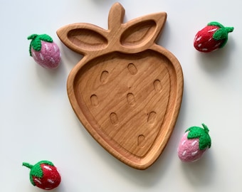 Wood Strawberry Sensory Tray, Wood Plate, Sensory Play, Wood Tray, Kids Gift, Homeschool, Montessori, Educational Toy, Wood Toy, Sensory Bin