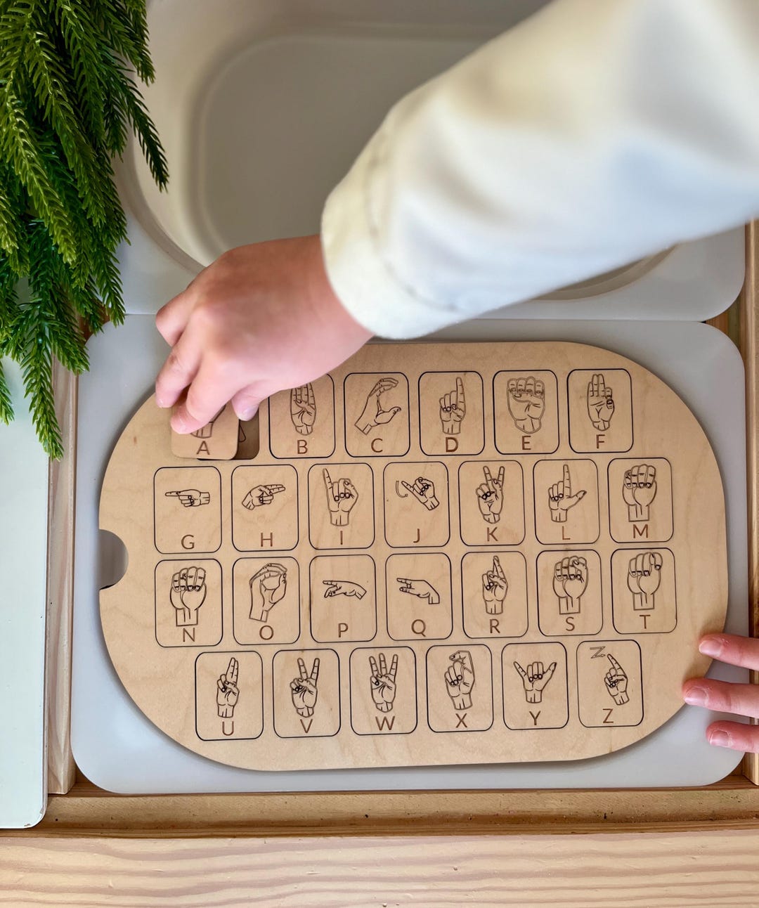 ASL Alphabet Puzzle: Maple Wood Flisat Sensory Bin Insert - Etsy