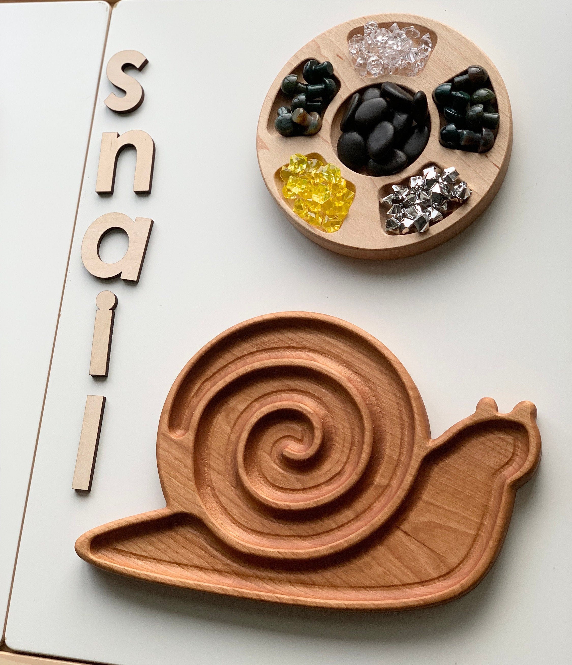 Snail Sensory Tray, Wood Plate, Sensory Play, Wood Sorting Tray, Kids Gift,  Homeschool, Montessori, Educational Toys, Sensory Bin, Flisat 