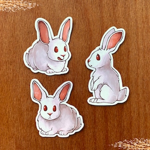 Pegatinas de conejo blanco / Linda pegatina de conejo, conejos albinos, pegatina de vinilo mate, pegatina de animal, bullet journal