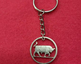 Ireland Bull Coin Pendant Keychain