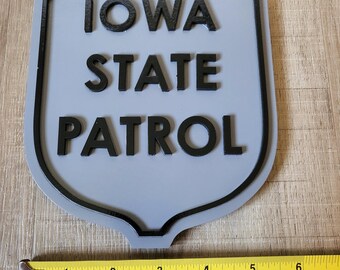 Iowa State Patrol Wooden Wall Sign